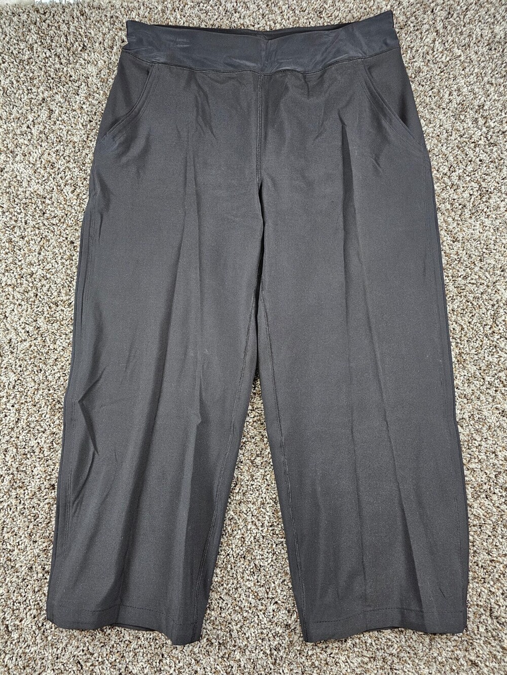 Lands End Womens Sz 14/16 Wide Leg Pull On Dress Pants Solid Black
